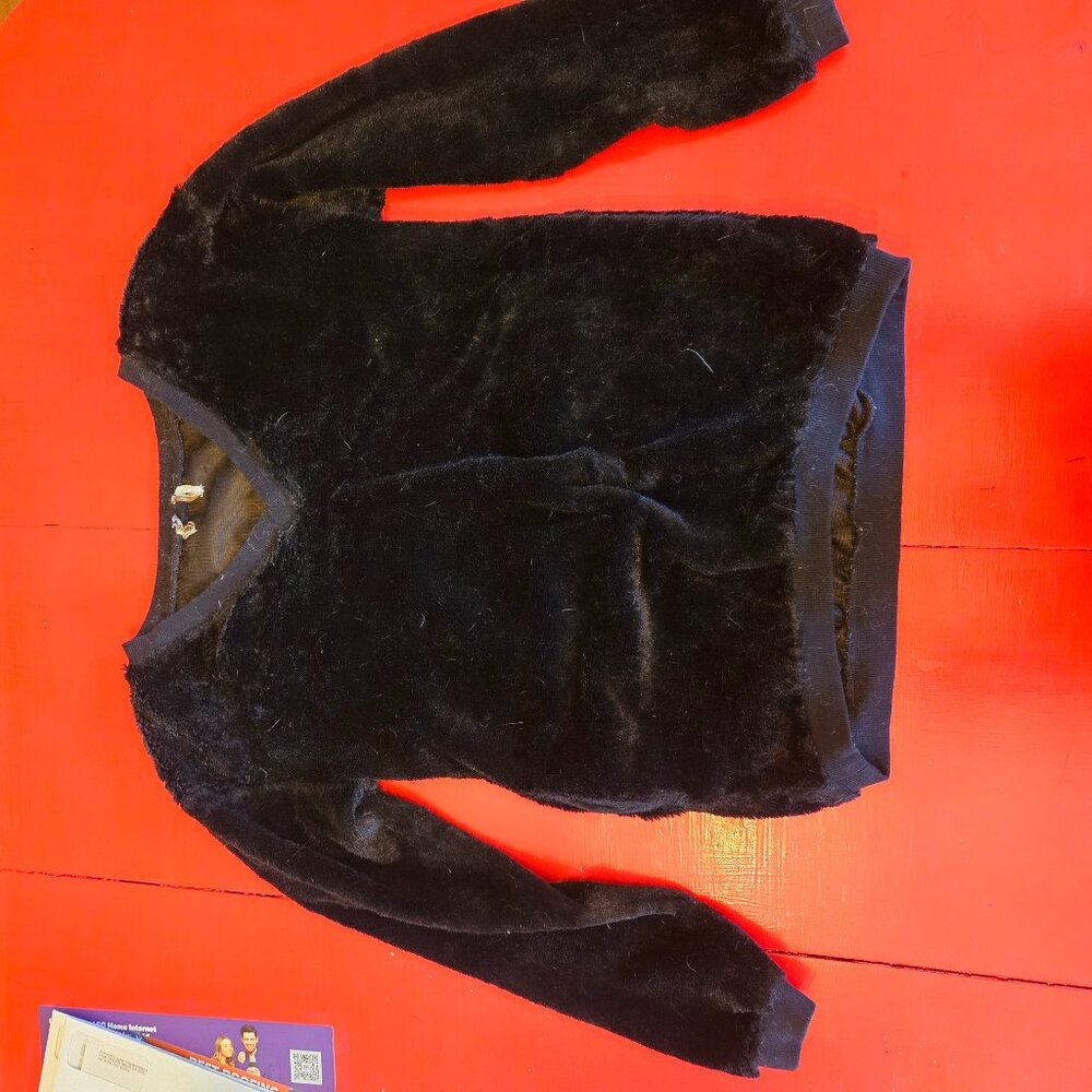 Black faux fur sweater